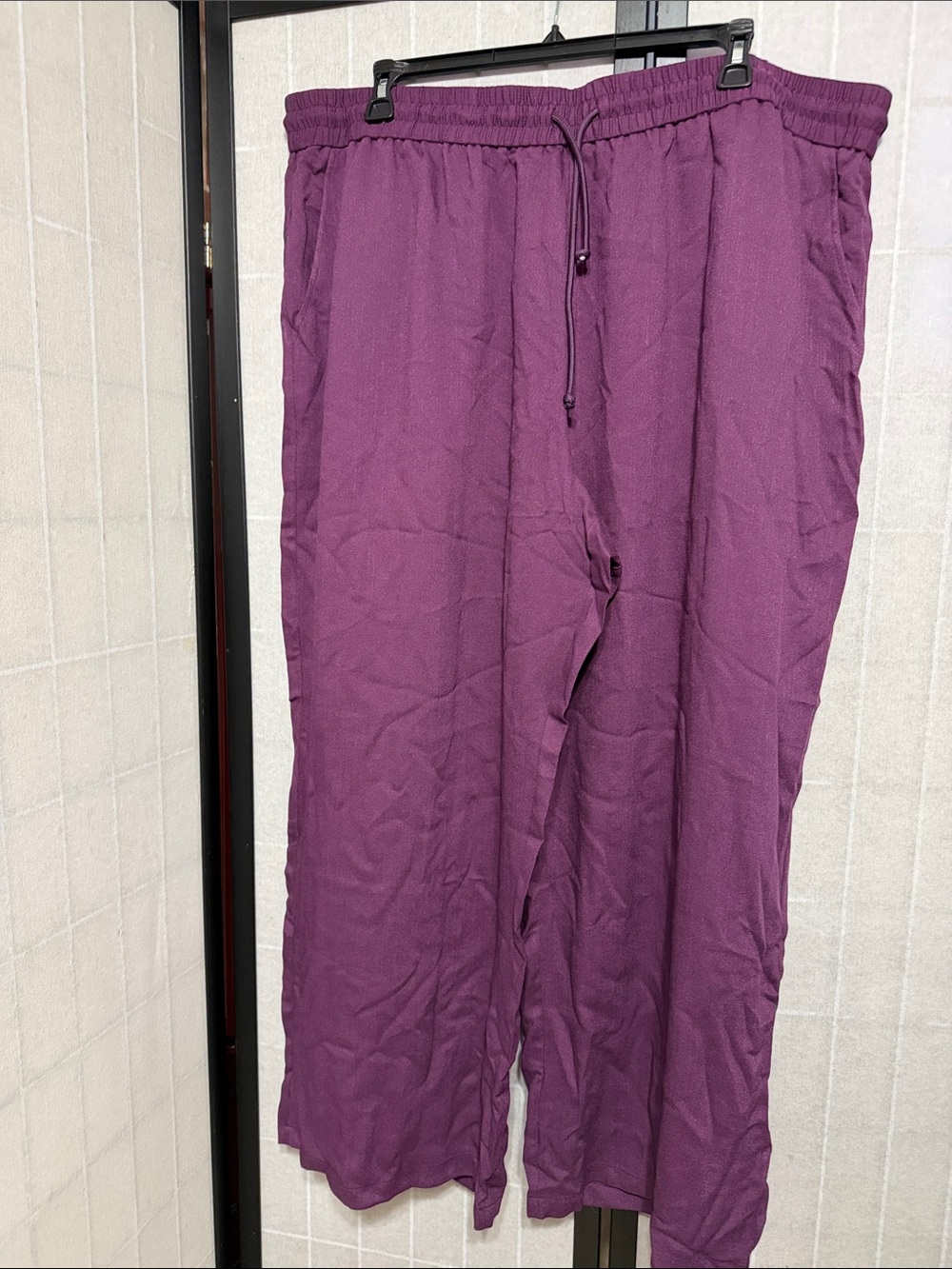 HALARA High Waisted Linen-Feel Wide Leg Casual Pants with Pockets